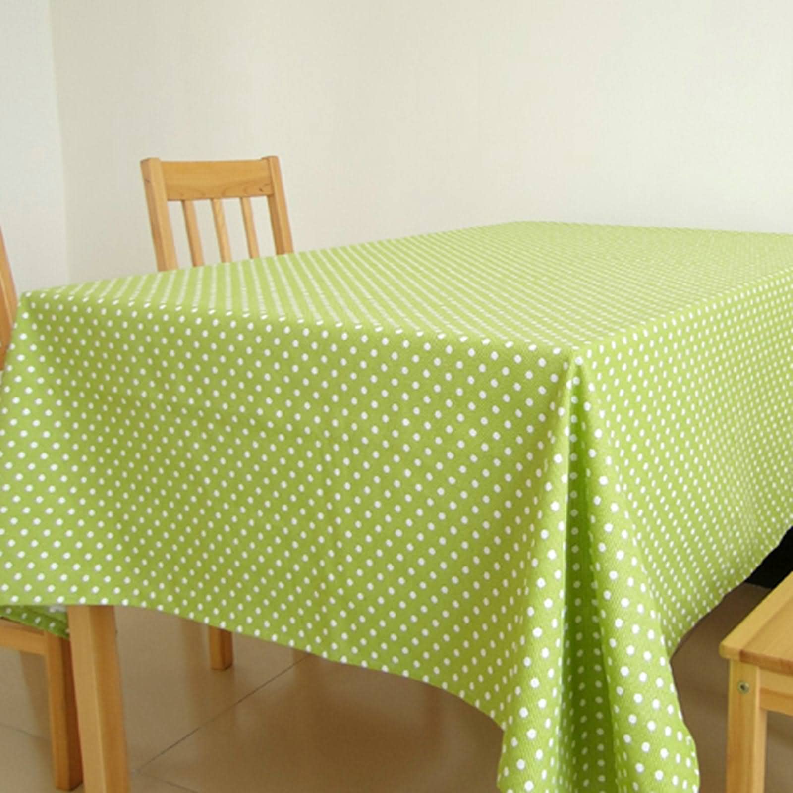 Ehomery Green Table Cloth Wipeable Individual Tablecloth Xl Polka Dot Table Cloth Wipeable Children Table Covering Birthday Cotton Table Decoration 140X160cm