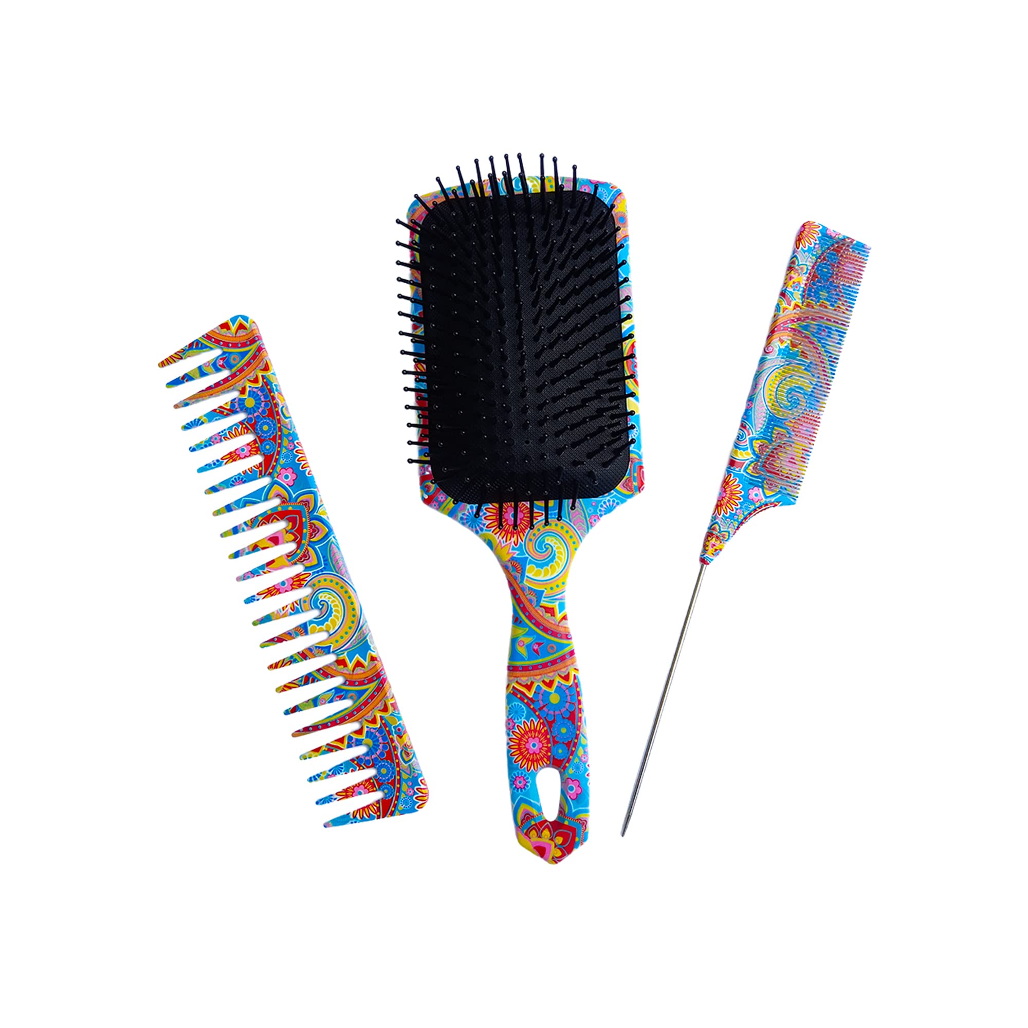 Orientalische Haarbürste und Kamm-Set von BEAVERSTRONG – Fernost, Allzweck-Paddelbürste und Kämme, Set für Männer und Frauen (3er-Pack)