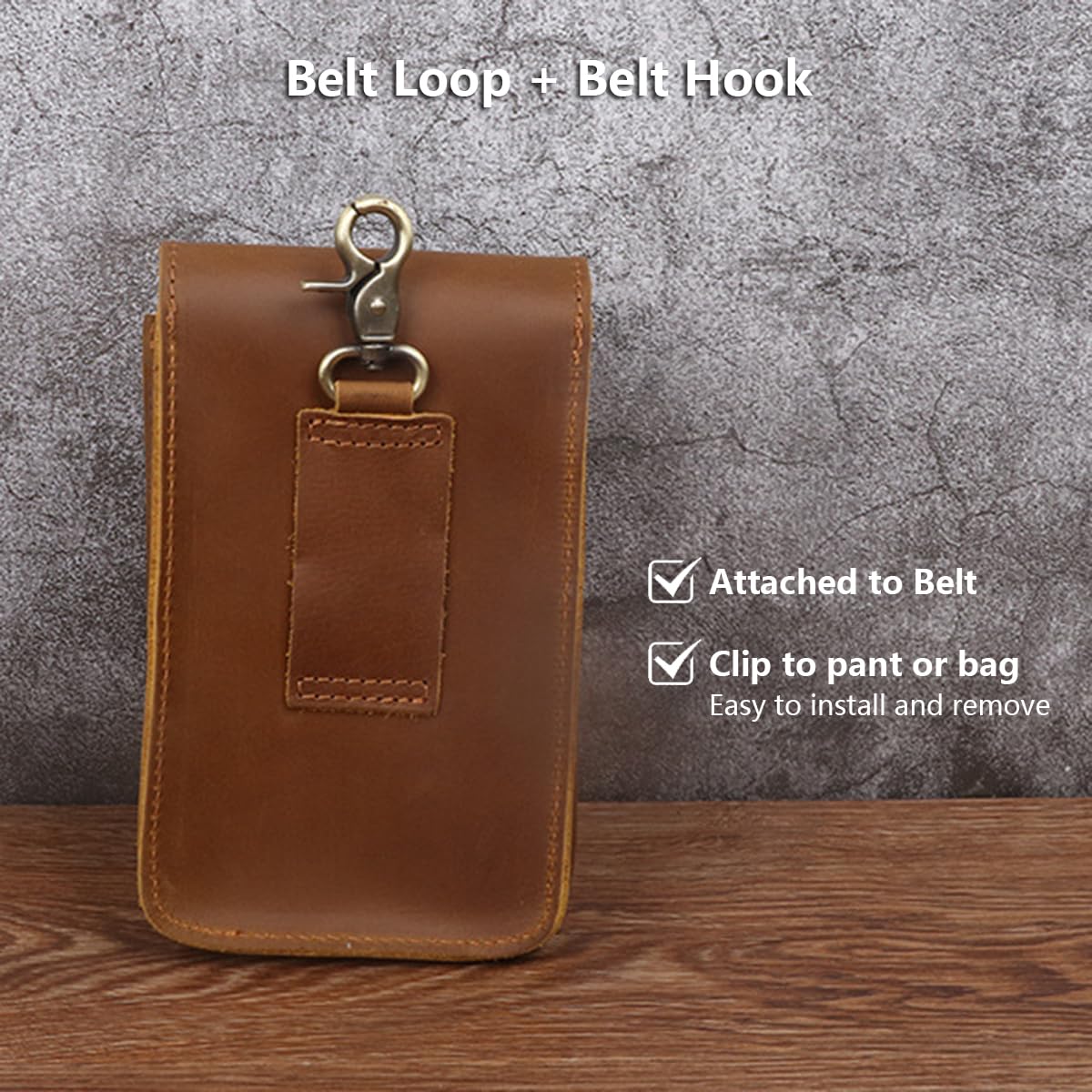 Marsupio In Vera Pelle Uomo &ndash; Stile Retr&ograve; Porta Cellulare EDC Con Passante Cintura