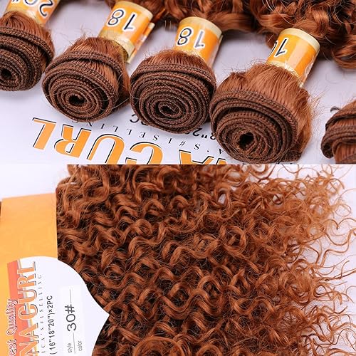 Miniatura 9 de Doren 6 paquetes de extensiones de cabello sintético Jerry rizado, 7.41 oz de alta temperatura rizos largos (16 18 20 pulgadas) x2 piezas #27