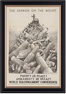Vintage Anti War Illustration Poster Framed Canvas Wall Art Print Oil Paintings Reproduction World Classics Gothic Abstract Picture Wall Decor for Office Living Room Bedroom (Framed,12W X16L)