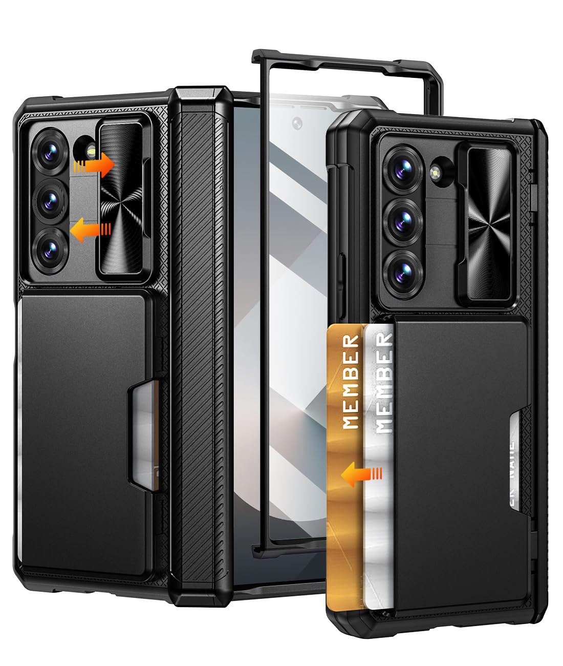 Caka for Galaxy Z Fold 6 Case with Card Holder Wallet & Slide