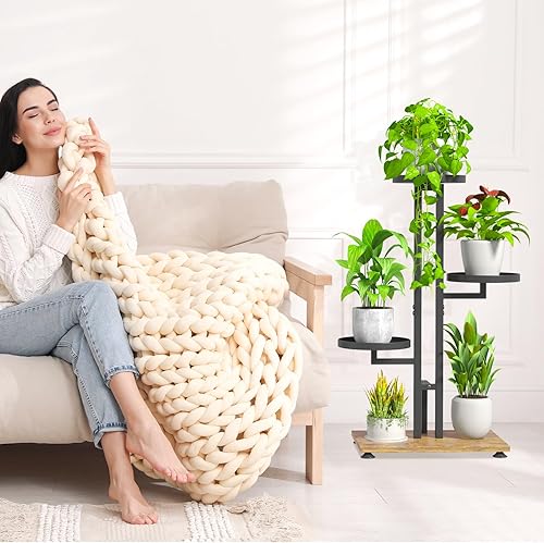 Miniatura 2 de iDavosic.ly Soporte para plantas de 3 niveles para interiores y exteriores, estante de esquina escalonada para múltiples macetas, estante de metal