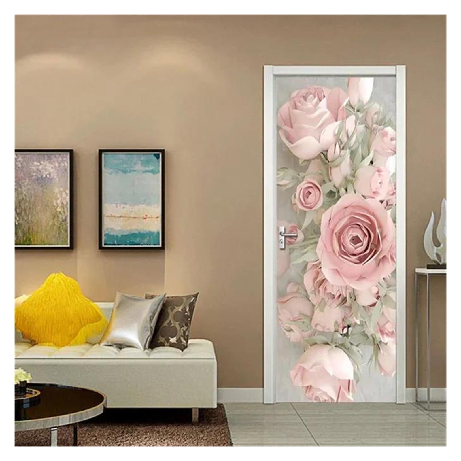 Roses roses 3D autocollantes en PVC floral pour une finition haut de gamme