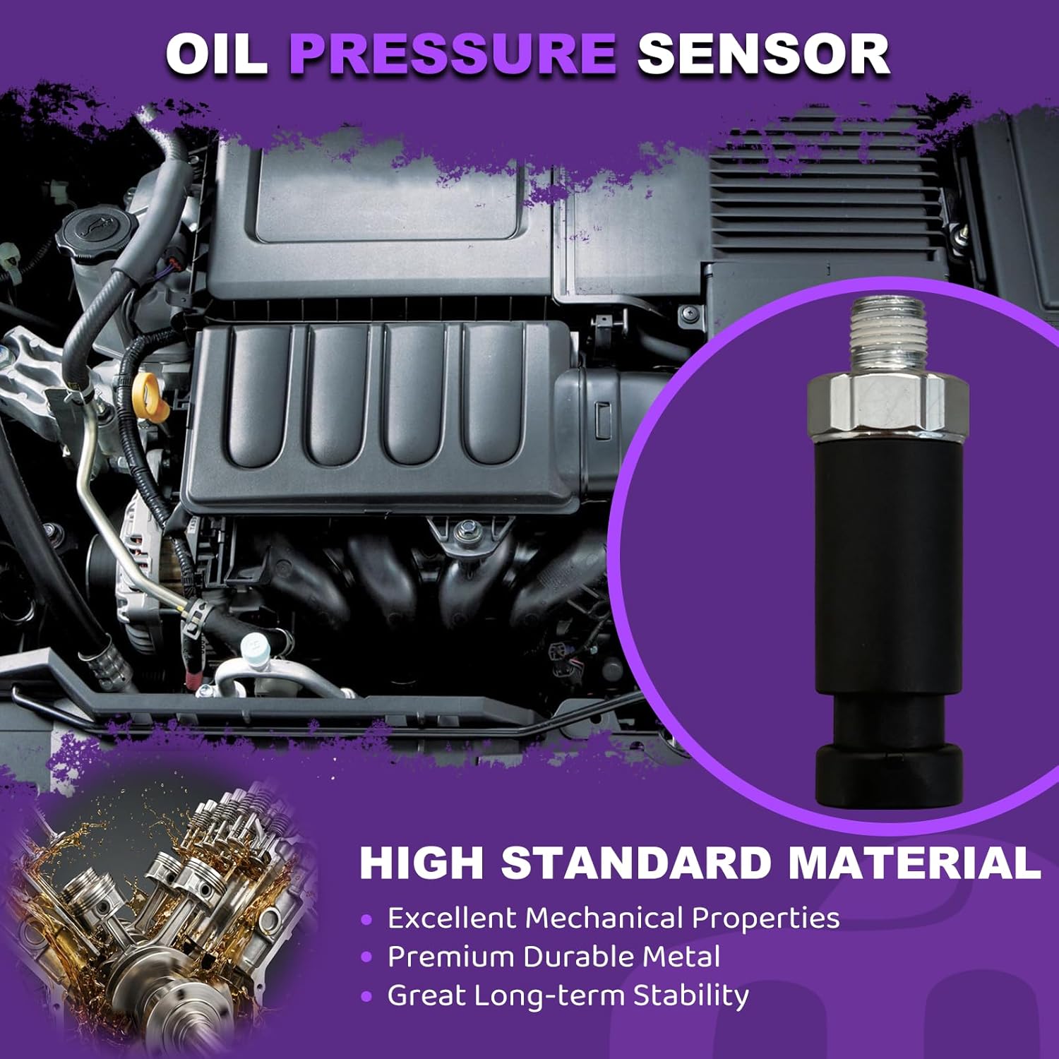 12562266 D1819A Oil Pressure Sending Unit Compatible with GMC Sierra Chevy Buick Cadillac Isuzu Oldsmobile Pontiac 10068546 97225635 10240133 12562571 22923605 12562266 at360573