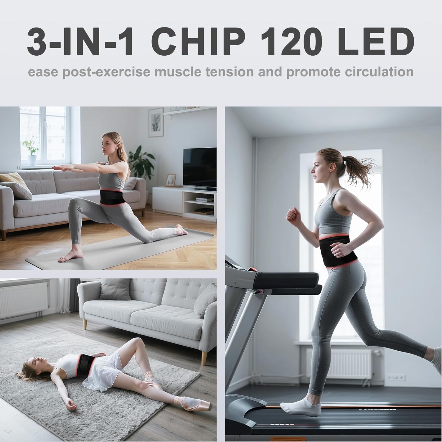 Red Light Belt Device : 3-in-1 660nm & 850nm Wearable Wrap Heating Pad with Timer – Back/Shoulder/Knee Comfort & Post-Activity Relaxation