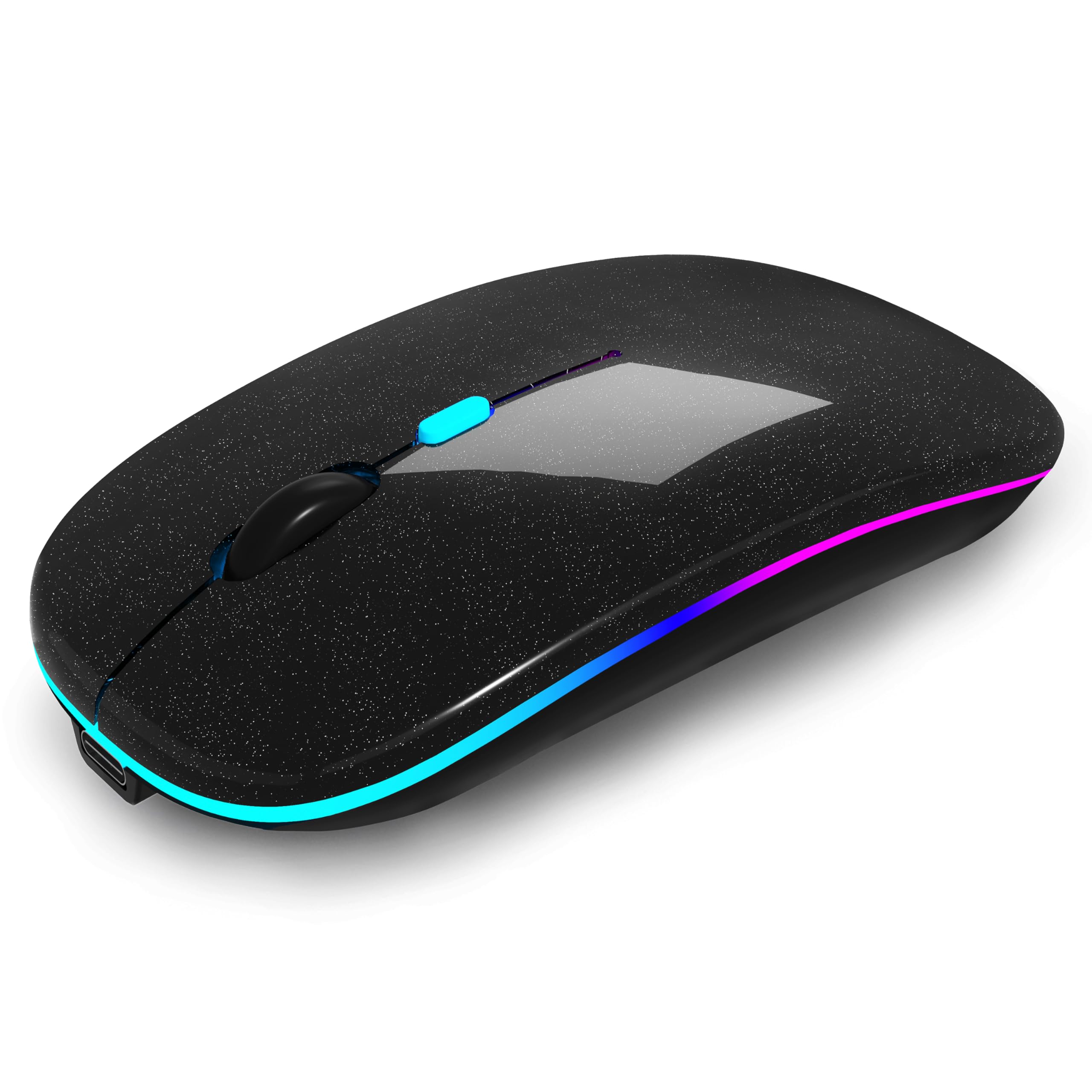 Wireless Bluetooth Mouse Rechargeable Laptop Mouse Portable LED Computer Mice Use(BT5.2 or USB 2.4G)Dual Mode Connection Silent Slim Mouse for Laptop/iPad Tablet/Apple MacBook/PC (Pearl Black)-image-26