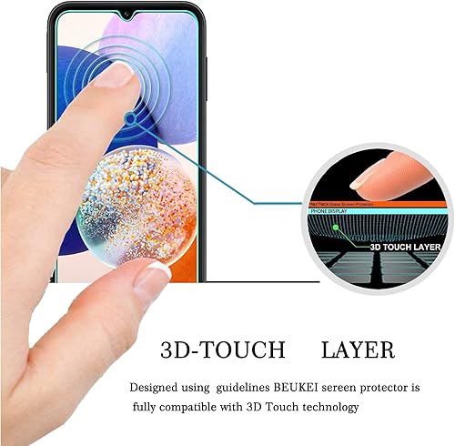 Miniatura 2 de Paquete de 3 protectores de pantalla de vidrio templado compatibles con Samsung Galaxy A14 5G / Galaxy A14, sensible al tacto, compatible con