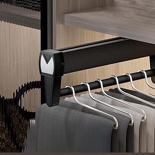 YHWKGZ Extensible Colgador Extraíble, Perchero Colgador extraíble, Riel Deslizante de Doble Fila, Aleación de Aluminio y Magnesio, Negro, con Capacidad de 25 Kg (Size : 51cm)