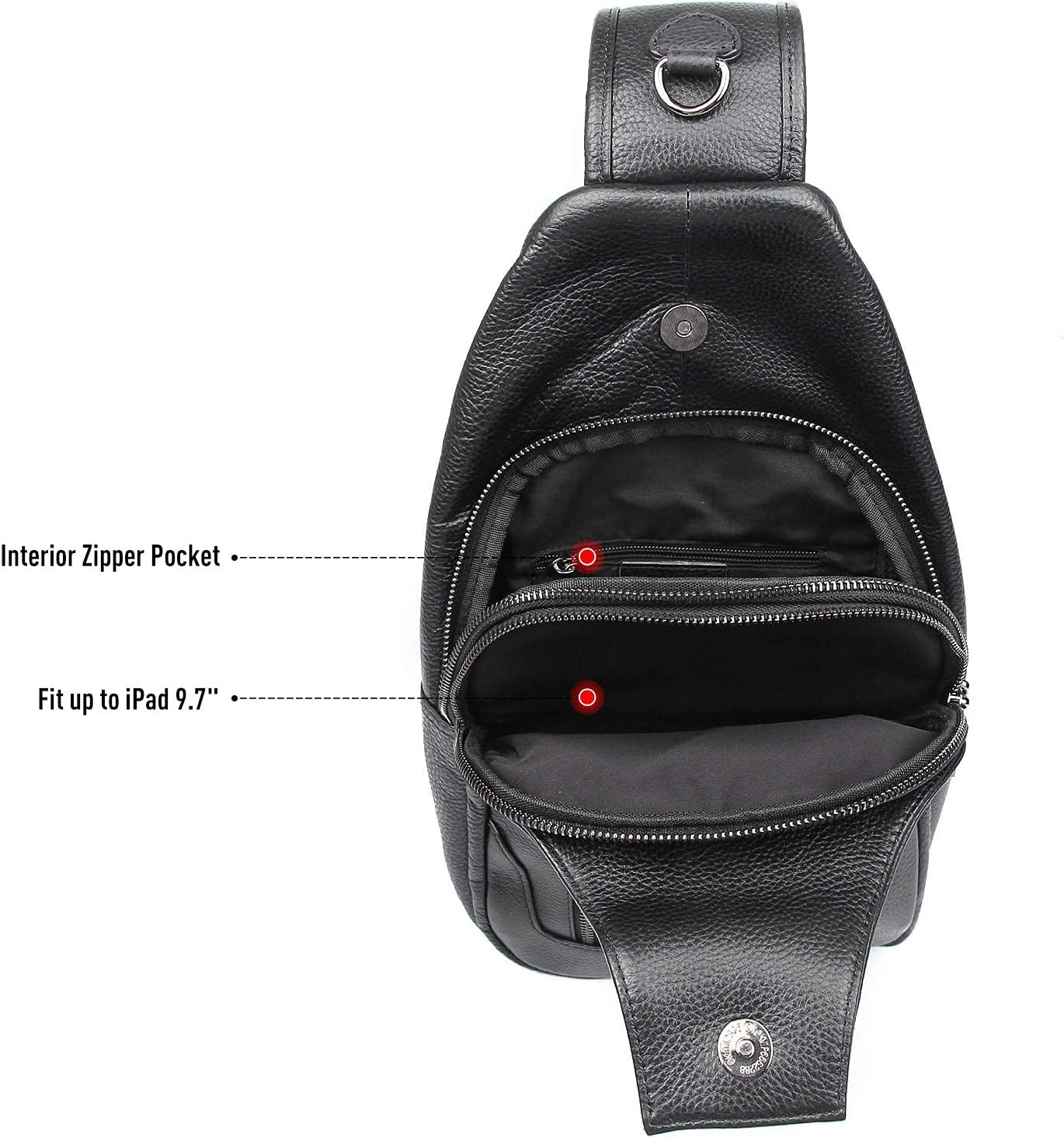 Polare Cowhide Leather Waterproof Casual Daypack Sling Shoulder Chest Crossbody Bag For Men - Image 7