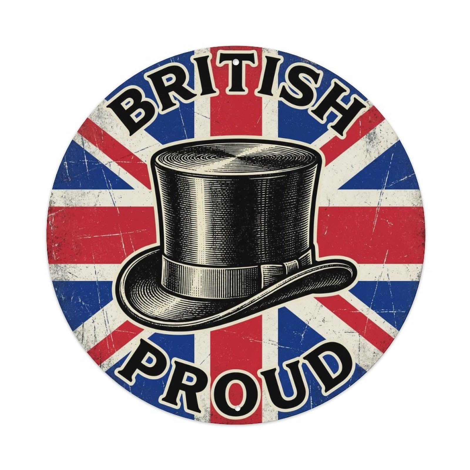 Olhnbad Style British Proud Top Hat Classic Apparel Heritage Emblem Metal Tin Sign