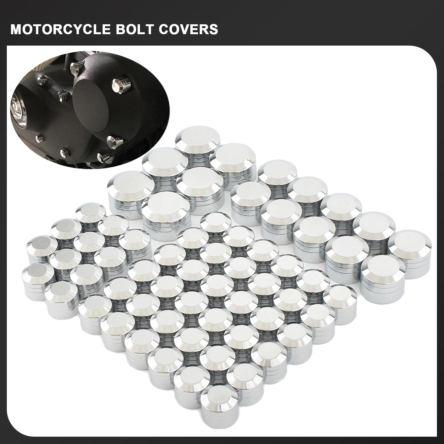 Motorcycle Bolt Covers Head Bolts Engine Toppers Caps Kit for Harley 2017-2025 Touring Road King Street Glide Electra Road Glides 2018-2025 Softail Fatbob Breakout (Chrome)
