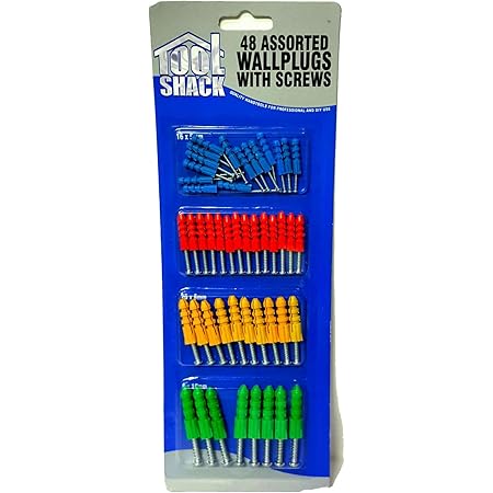 DPNY 48pcs Tool Shack Wall Plugs and Screws Rawl Home Repair Assorted Fixing Tool Kit