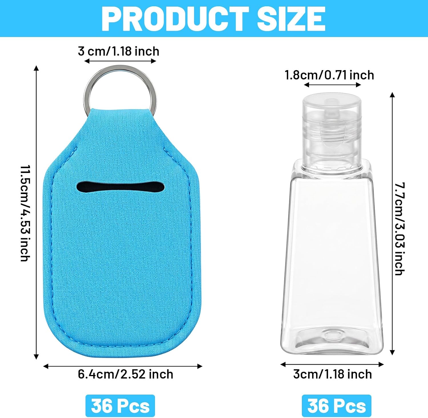 MAQUITA 36 Pcs Hand Holders keychain Empty Travel Bottles Set image 2