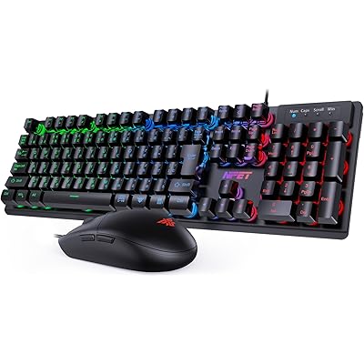 NPET キーボード マウス セット ゲーミング LED バックライト 7色 usb 26キー防衝突角度調節可能 ゲーミングキーボード 日本語配列 4階段DPI …