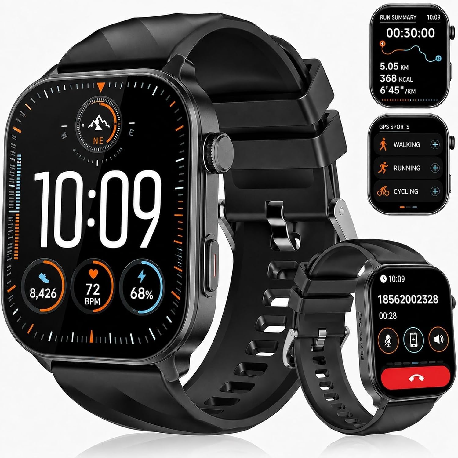 IMSVEPR Smart Watch for Men, GPS, 2.01" HD Fitness Watch Black | Answer/Make Calls, for Android & iPhone, Heart Rate/Sleep/Sports Monitor Smartwatch,110 sport modes,1 ATM Waterproof