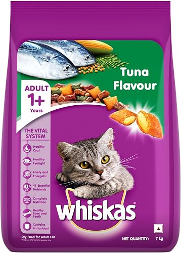Whiskas Adult (1+ Years) Dry Cat Food, Tuna Flavour, 7 kg, Contains 41 Essential Nutrients, Complete & Balanced Nutrition for Adult Cats