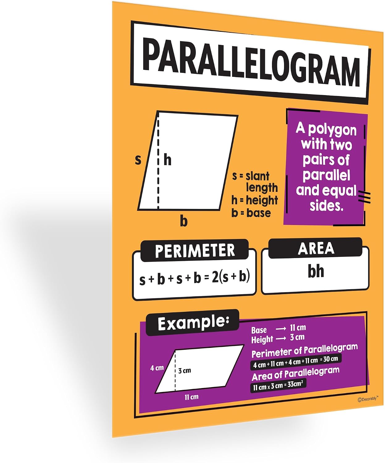 Decorably 14 Geometry Math Posters for Middle School, High School, 11x14in image 3