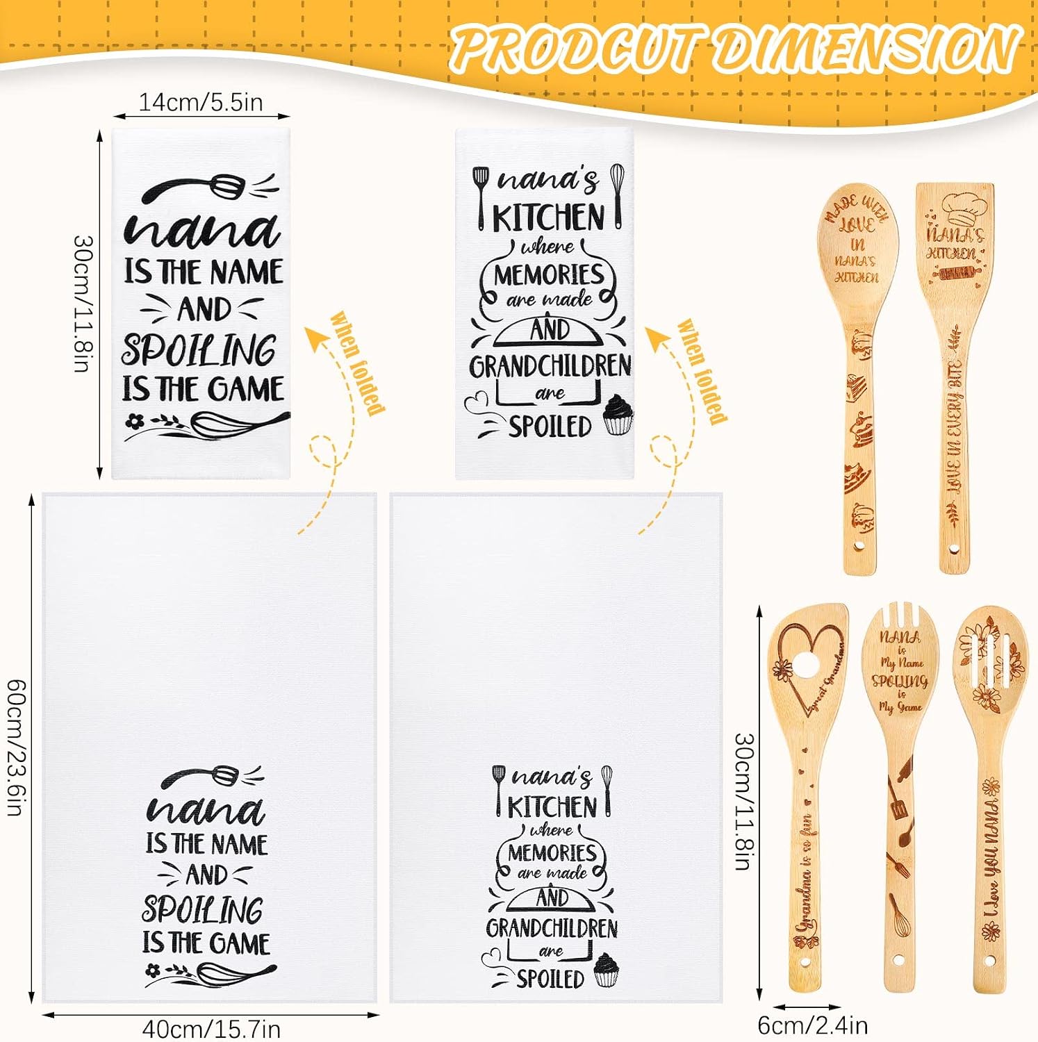 Zubebe 7 Pcs Christmas Nana Gifts 2 Kitchen Dish Towels 5 Bamboo Utensils image 2