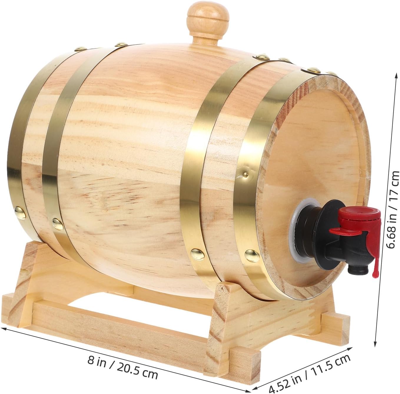 Wooden Wine Barrel Spigot and Stand, Mini Aging Barrel for Whiskey, Beer, Wine Storage