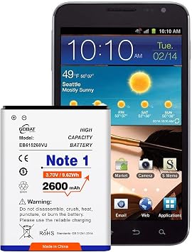 Replacement for Samsung Galaxy Note 1 Battery,2600mAh High Capacity Compatible with Samsung Galaxy Note 1 Model GT-N7000 i9220 N7005 i9228 i889 i717 T879,EB-615268VU