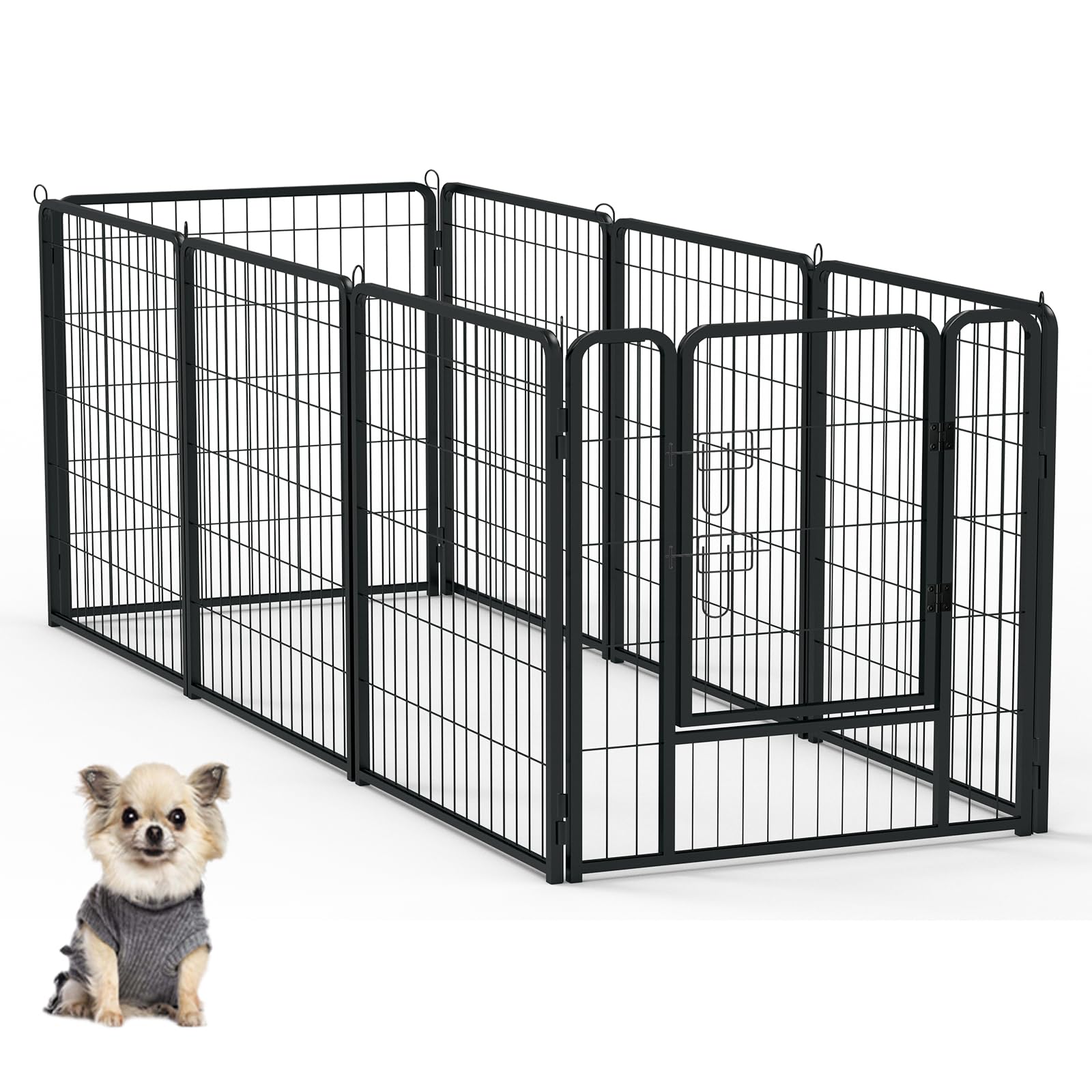 UISEBRT Recinzione per cuccioli con porta, box per cani, flessibile, pieghevole, per cane, gatto, cucciolo, coniglio (80 x 80 cm, 8 pezzi)