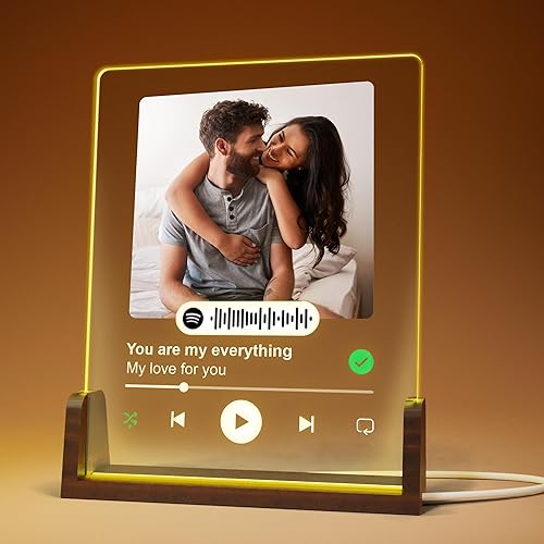 Miniatura 7 de EGD Placa de acrílico personalizada de Spotify para novio y novia, elige tu foto favorita y canción para regalos únicos para mamá papá, regalos para
