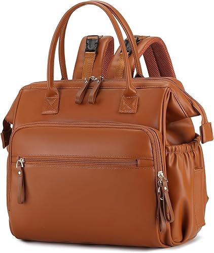 Miniatura 9 de Bolsa de Pañales Convertible Tipo Tote, Parte Superior Amplia Abierta 14 Bolsillos Elegante Bolsa de Pañales para Bebé con Hebilla para Cochecito,