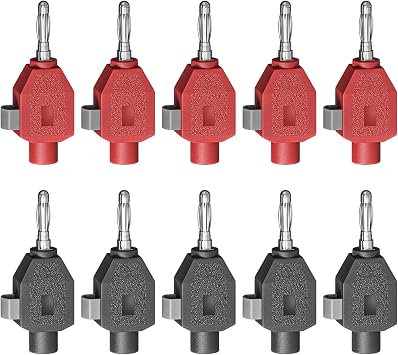 Goupchn 4mm Banana Plugs Quick Wiring Connect Red & Black, 10PCS | Banana Connectors, For DIY Electrical Testing