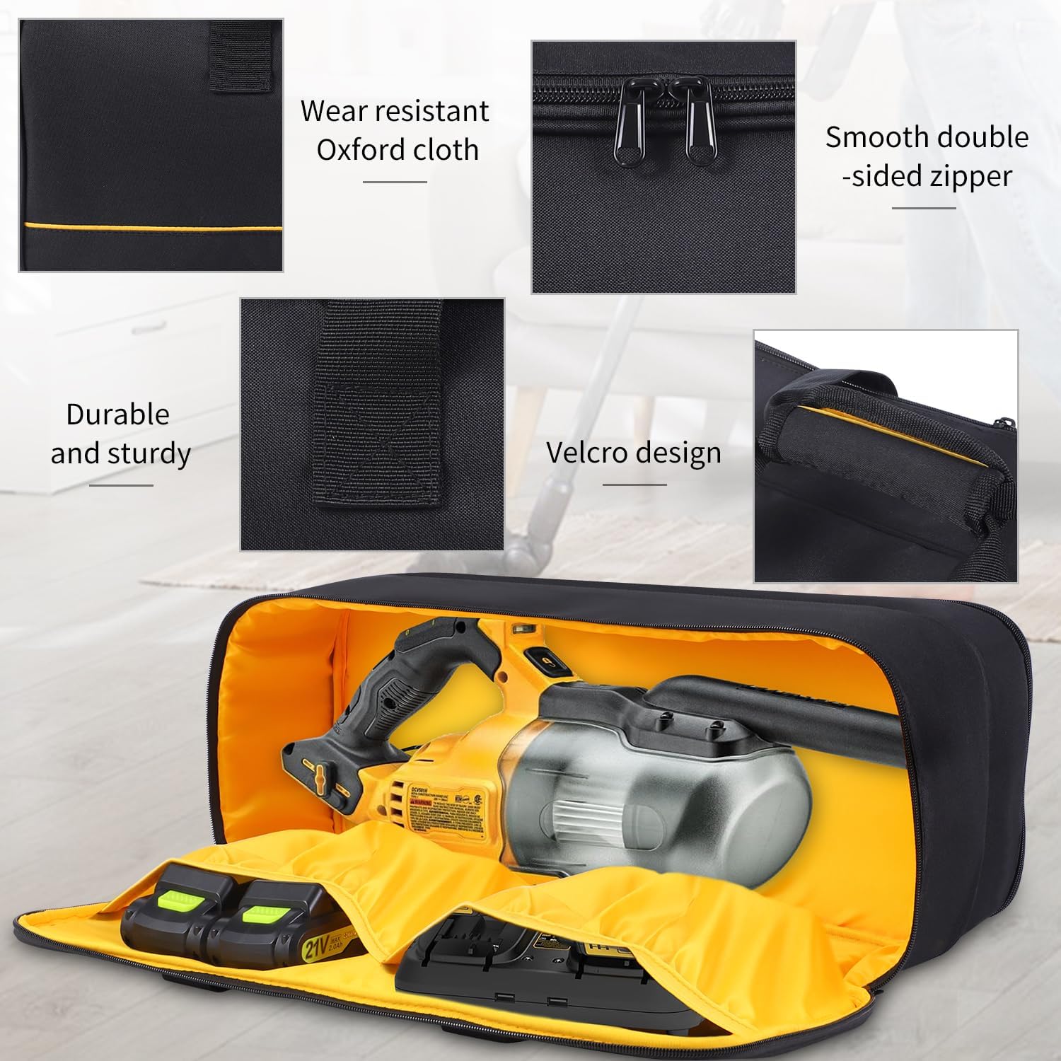 Carrying Bag Compatible with DEWALT 20V Cordless Handheld Vacuum DCV501HB,Large Space Storage Bag for Cordless Handheld Vacuum Cleaner,Storage Case with Extra Pockets,Case Only