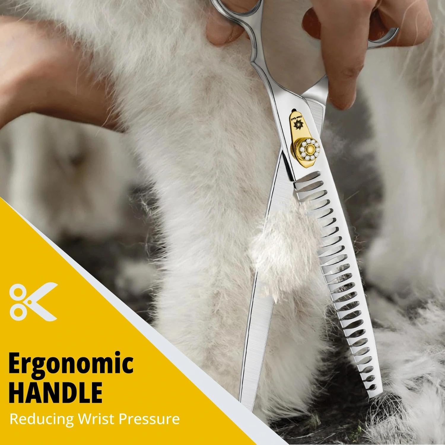 Dream Reach Chunker Dog Scissors - 8 Inch Ergonomic Professional Pet Grooming Fishbone Shears with Adjustable Screw