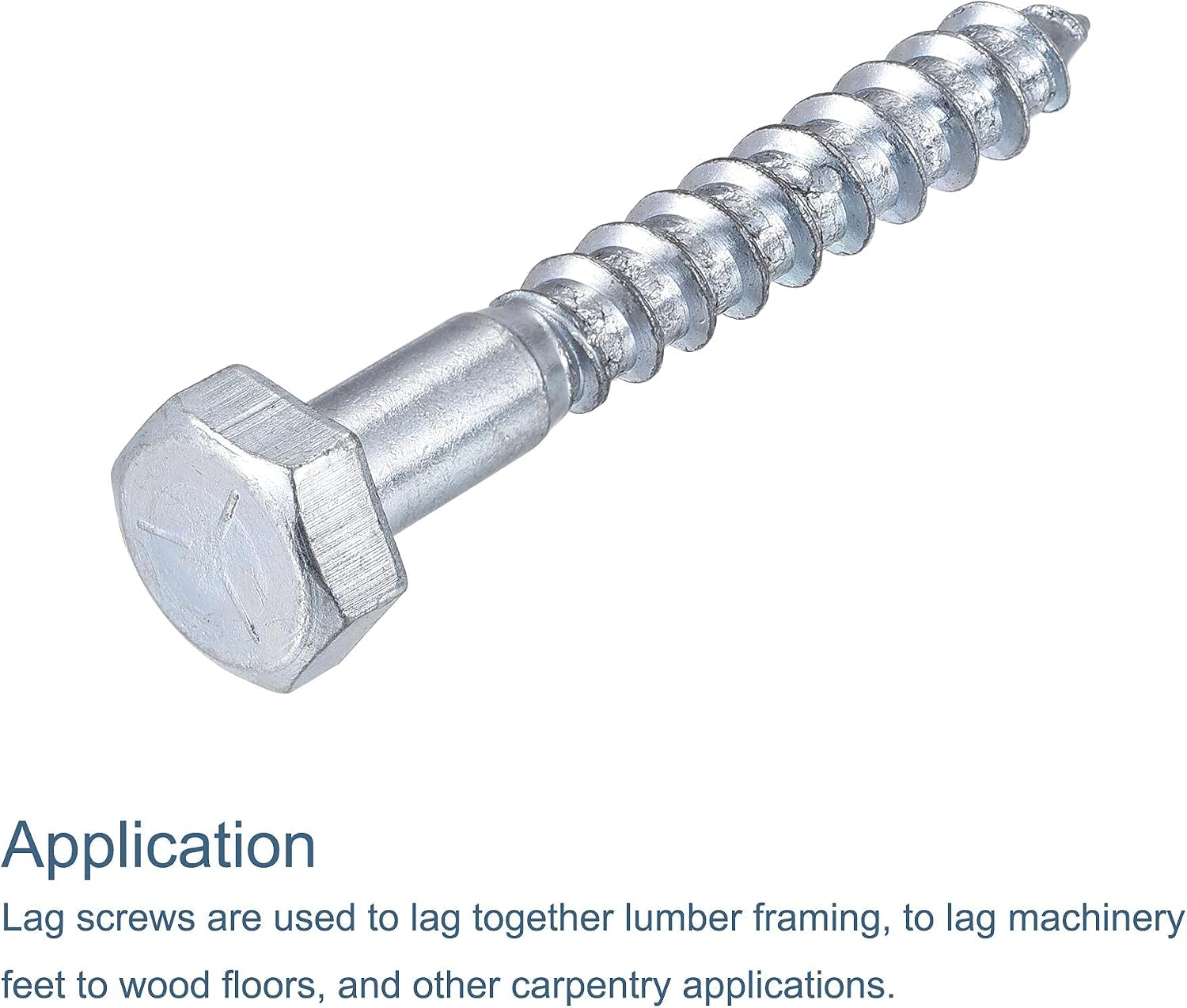 sourcing map Hex Lag Screws, M10 x 70mm Carbon Steel Zinc Plated Half Thread Self-Tapping Bolts for Wood Screw 10Pcs - Image 5