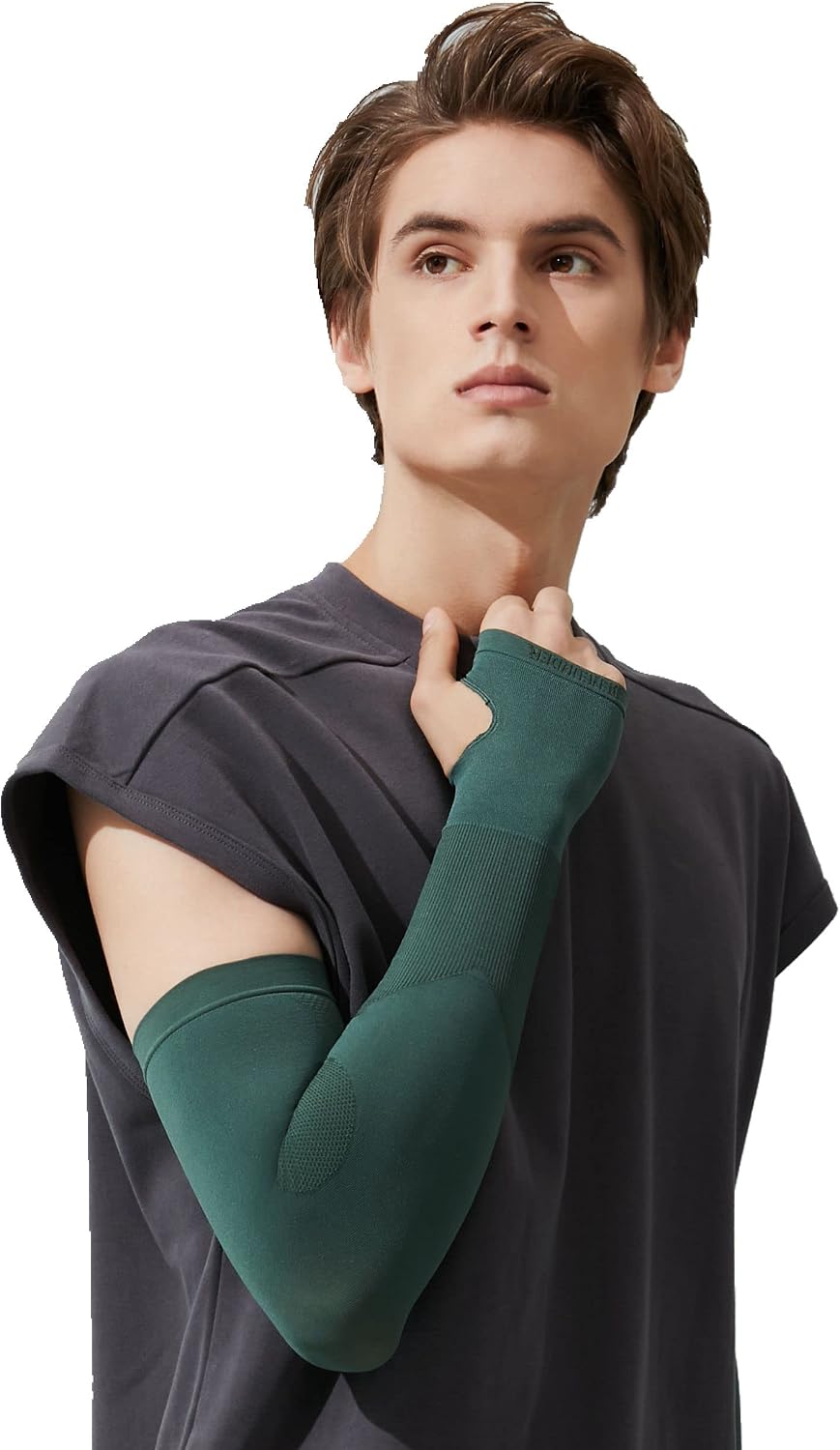 BENEUNDER Sun Protection Arm Sleeves for UV Resistance and Cooling in Summer (Dark Green)