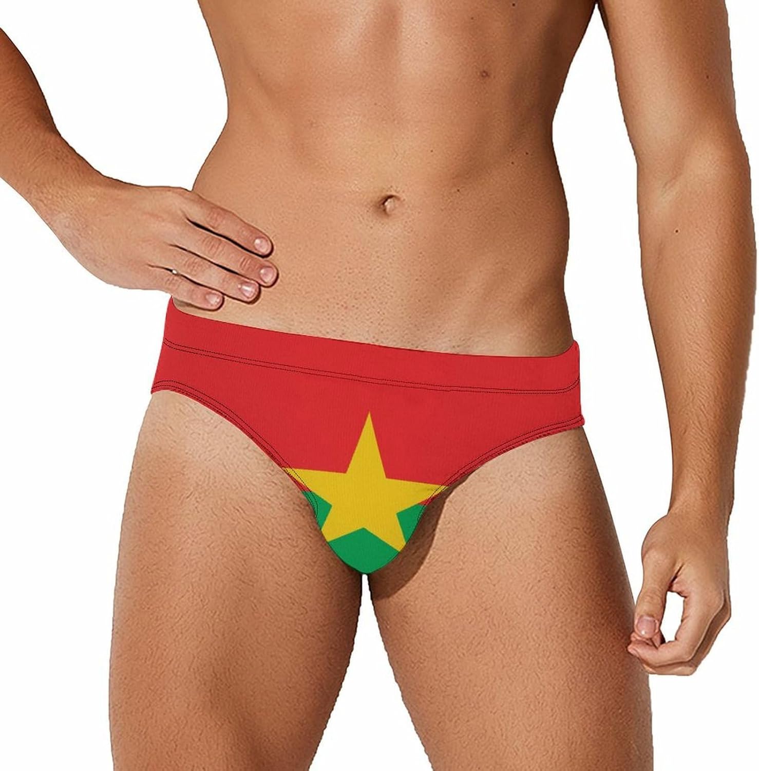Burkina Faso Flag Mens Swim Briefs Print Bikini Swimwear Sport Swimsuit Surf Shorts Trunks