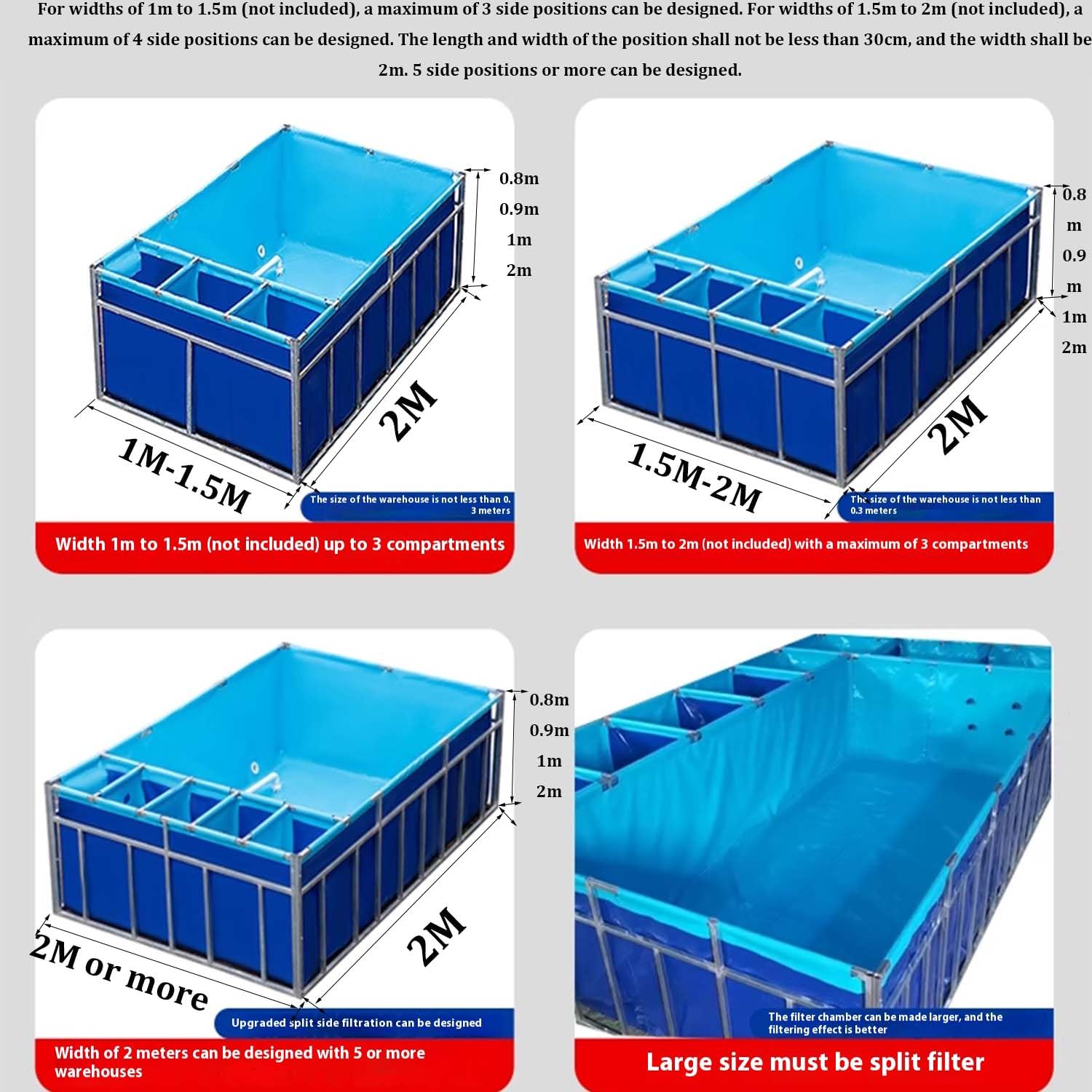 Estanque Koi de lona para exteriores con sistema de filtro integrado, estructura de acero para la cría de peces de jardín