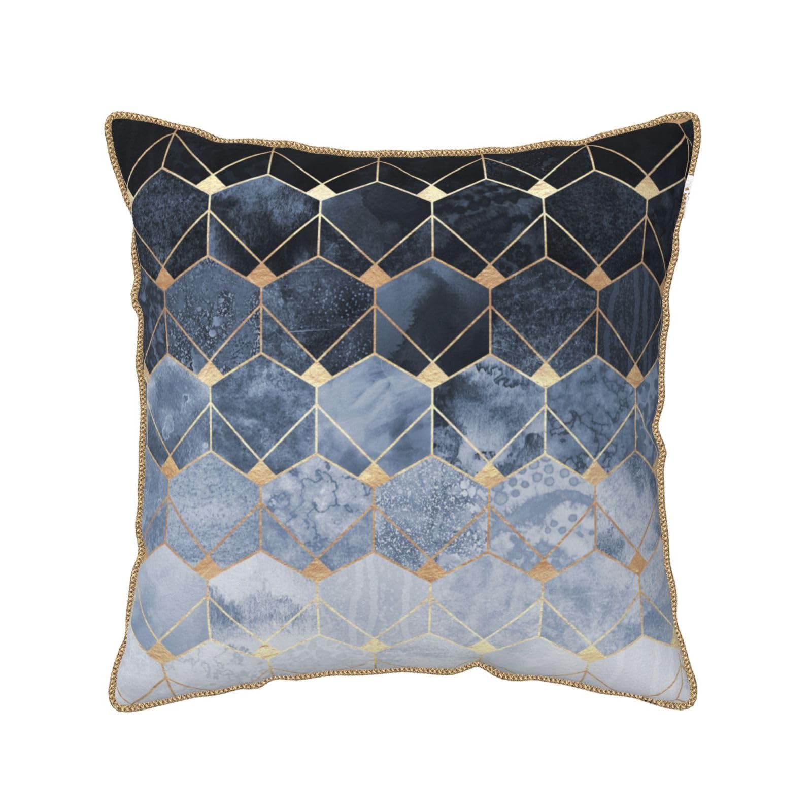 Housse de coussin velours durable et ultra douce à motifs losanges bleus pour chambre