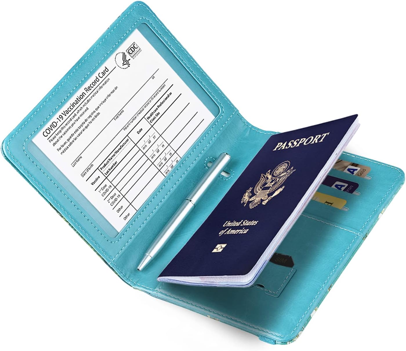  | Passport and Vaccine Card Holder Combo, Anbelideb personalized leather Passport Cover with Vaccine Card Slot rfid blocking, Travel Passport Wallet with Vaccination Card Protector (Apricot blossom) | Passport Covers