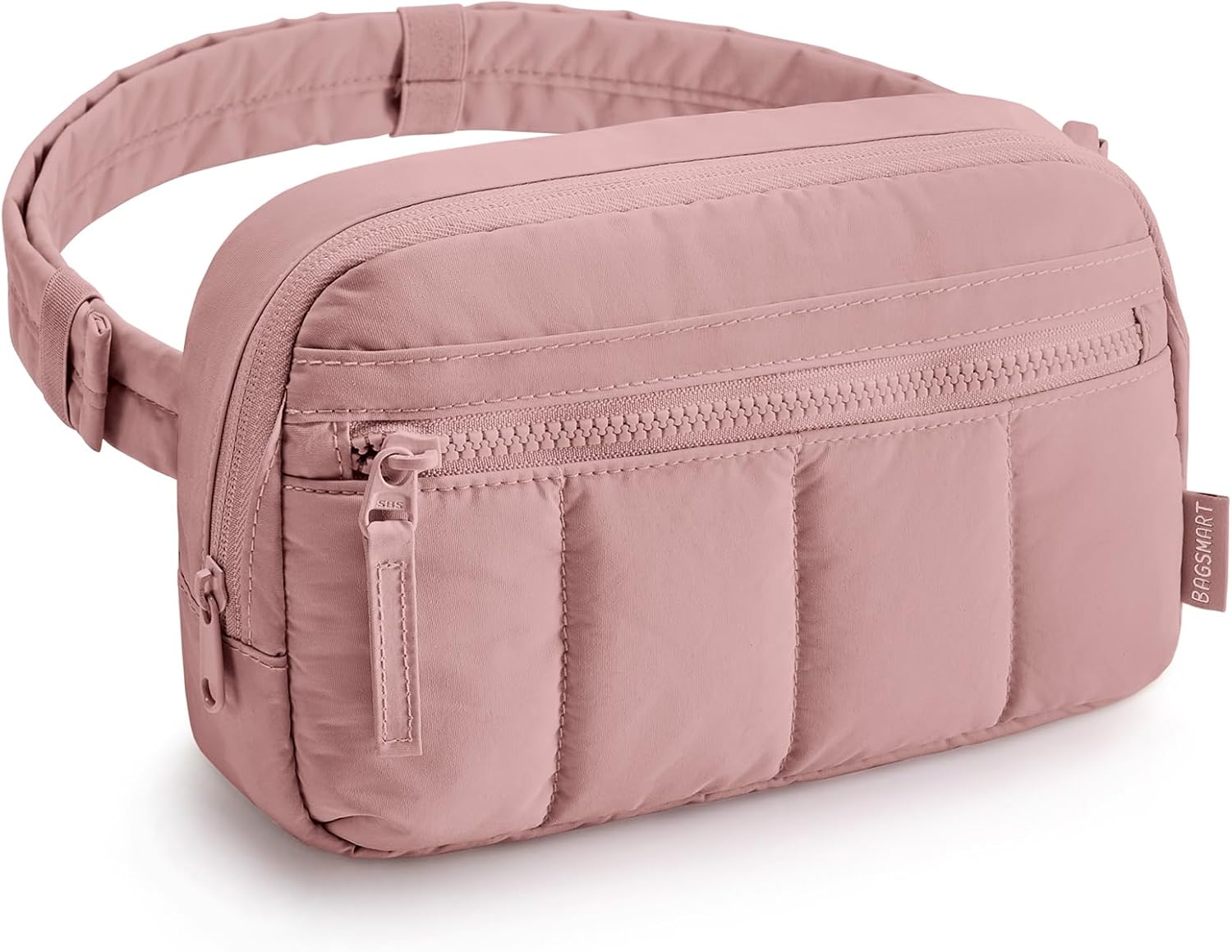 BAGSMART Fanny Packs for Women Cross Body, Quilted Puffy Belt Bag with Pockets, Fashion Waist Packs for Traveling Hiking Black