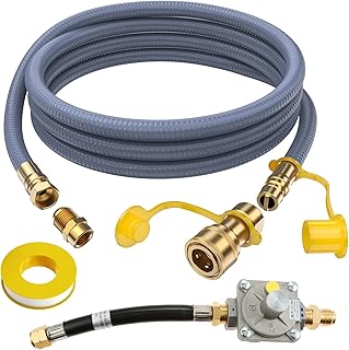 ETERMETA 10 Feet 1/2" ID Natural Gas Hose, Gas Conversion Kit for Grill, Regulator Replacement for Kitchen-Aid 710-0003, Gas Connector Kit, Convert Propane to Natural Gas