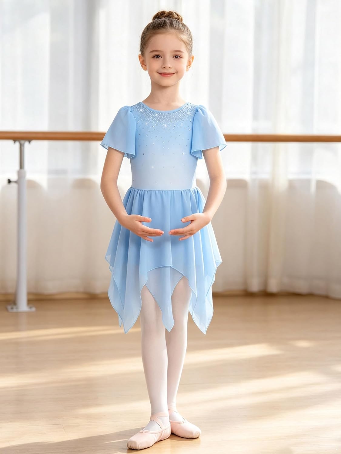 iiniim Girls Figure Skating Dress Daily Dance Practice Performance