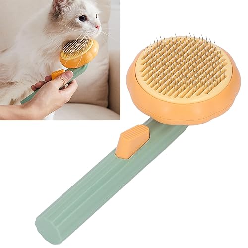 Miniatura 9 de Cepillo de aseo para mascotas, cepillo portátil de autolimpieza para mascotas, lindo cepillo de pelo de calabaza para gatos de interior, cepillo