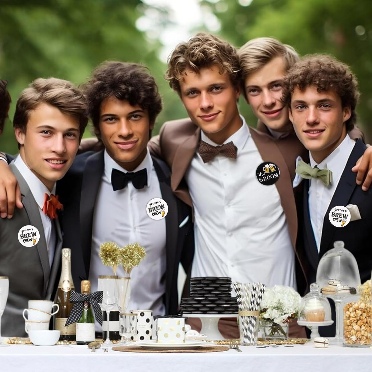 Serencatcher Beer Theme Bachelor Party Favors Button Pins, 16pcs the Groom and Groom's Brew Crew Badges Team Groom Pins for Men Groomsman Beer Team Bachelor Wedding Party Decorations Accessories Gifts image 4