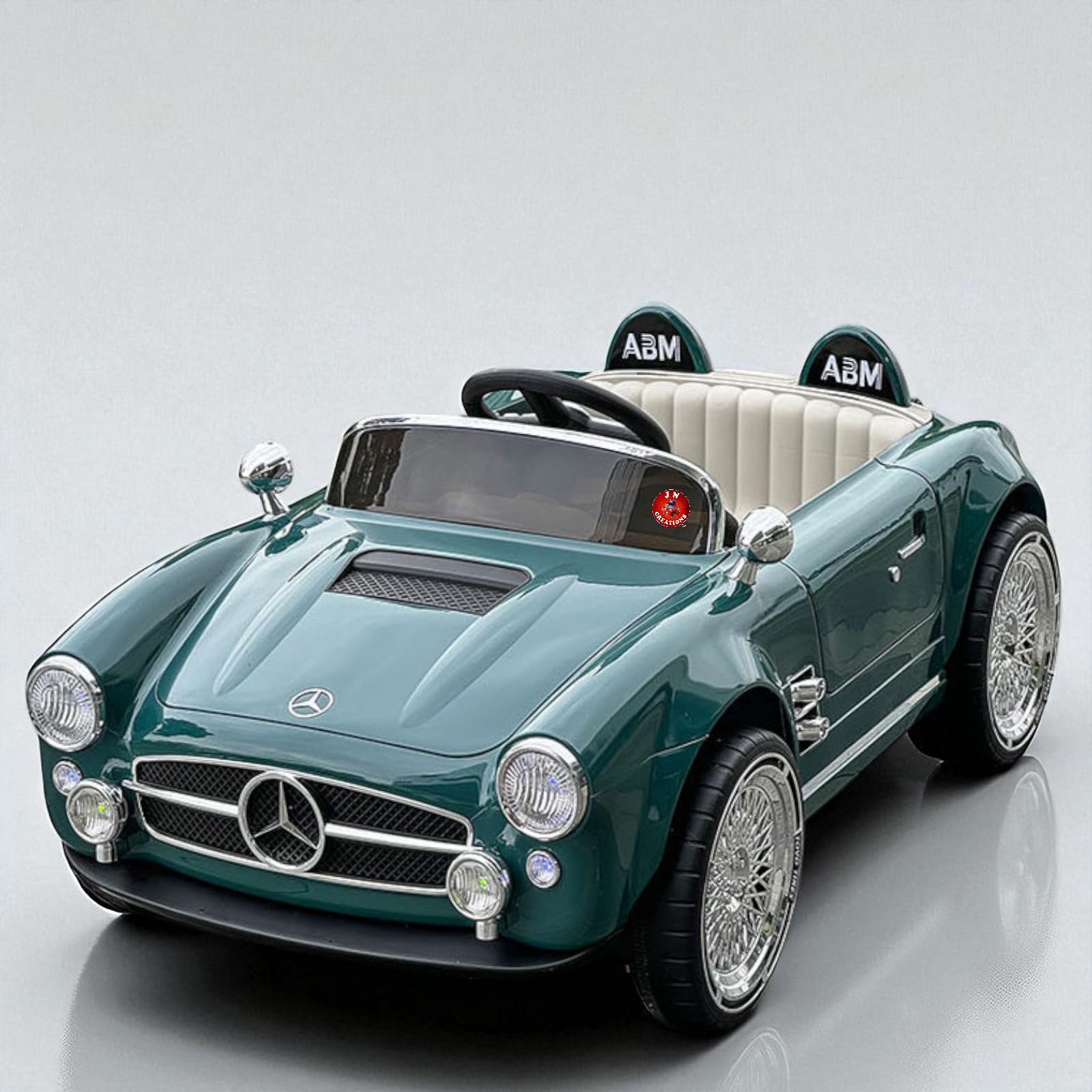 JN Creations 12V Kids Battery Operated Ride-On Car (AMB-1688) with Remote Control, Music, Lights, MP3 (Teal-Green)-image-9