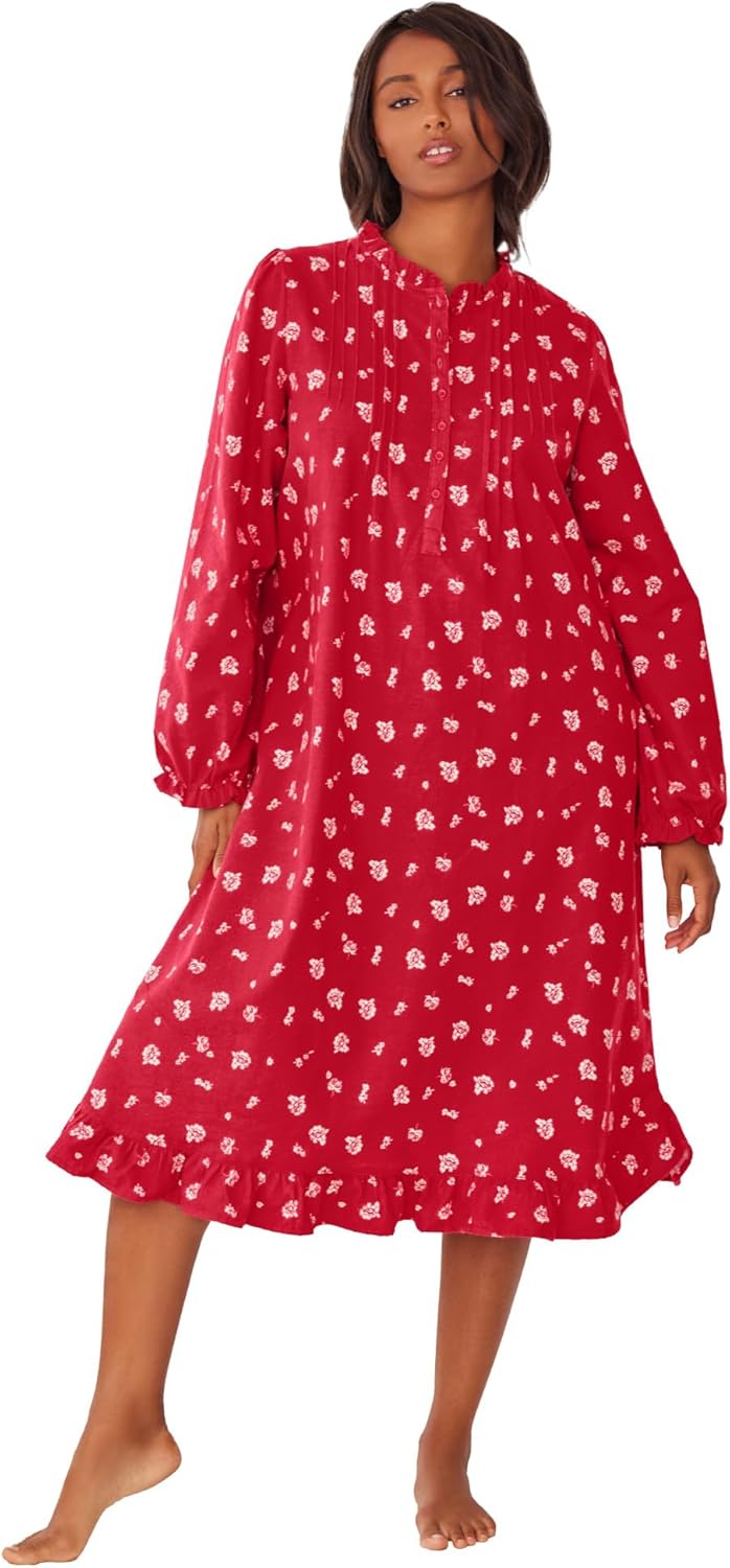 Only Necessities Plus Size Cotton Flannel Print Short Gown