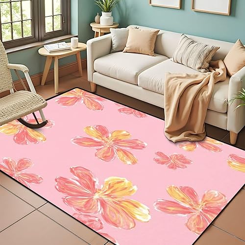 Vista 11 de Seamless Cute Retro Groovy Flowers Seventies Style Groovy Area Rug Outdoor Patio Rug Play Mat Modern Floor Carpet Non-Slip Home Decor Living Room