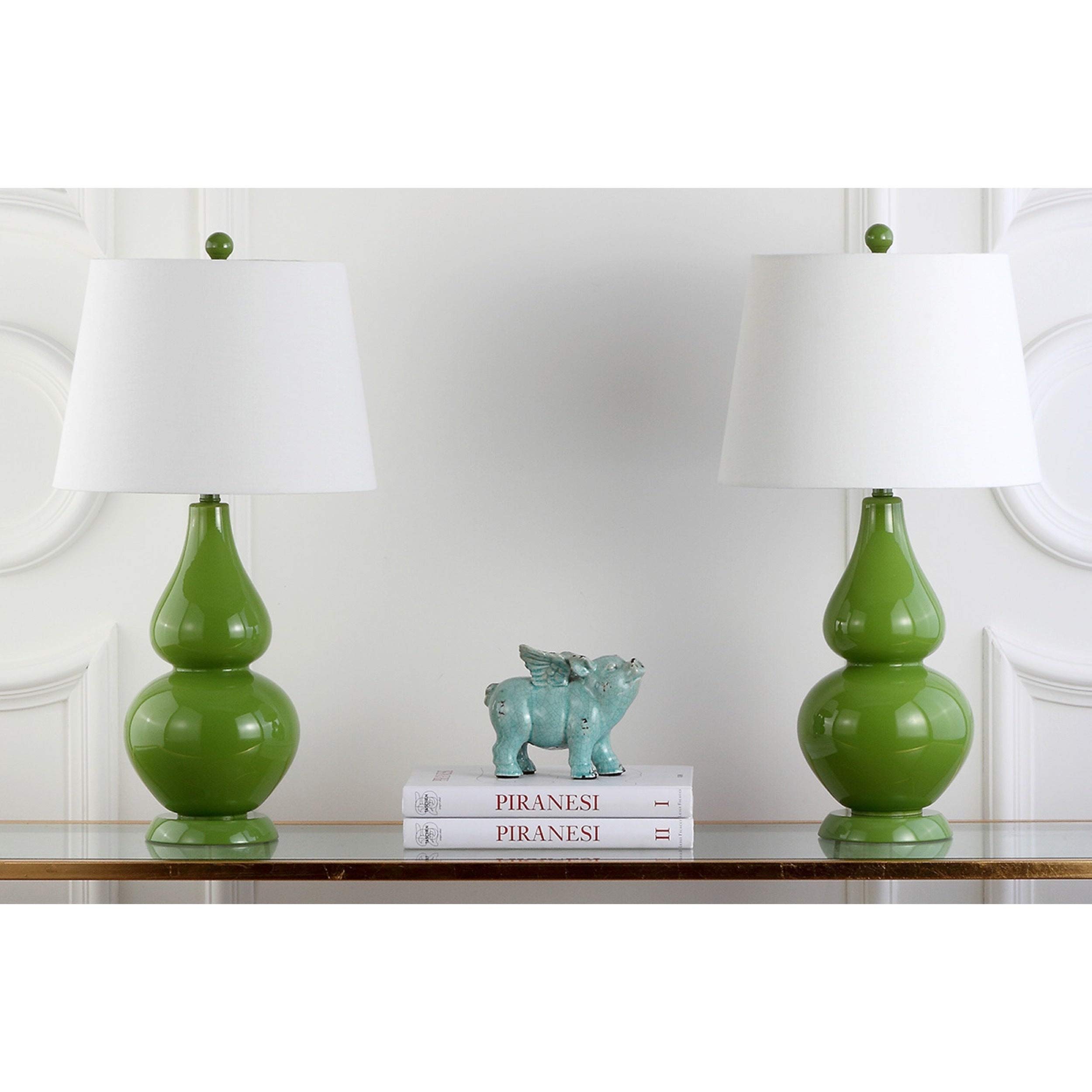 UKN 27-inch Double Green Table Lamp (Set of 2) Modern Contemporary Transitional Bulbs Included