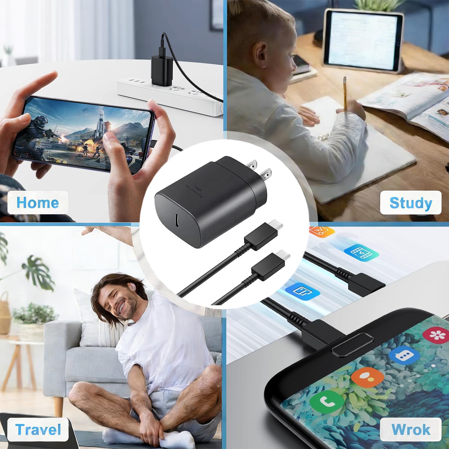 Galaxy S26 S25 S24 Phone Charger, 25W Super Fast Charger for Samsung Galaxy S26 Ultra/S26/S26 Plus/S25 S24 S23 Ultra/S24+ S22+/S25 S24 S23 S22 with 6.6ft Charging Cable Cord [2Pack]