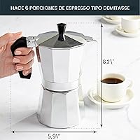 Vista 4 de Primula Cafetera Clásica de Estufa para Espresso y Café, Olla Moka para Preparación de Café Italiano y Cubano, Cafetera Greca, Cafeteras, 6 Tazas