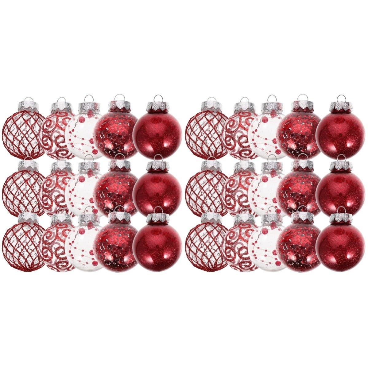 Toyvian 60 Pièces Boules de Noël à Suspendre, Décorations Réutilisables | Plastique Rouge, Faciles à Accrocher, Ornements Polyvalents pour Arbre de Noël, Fêtes et Mariages