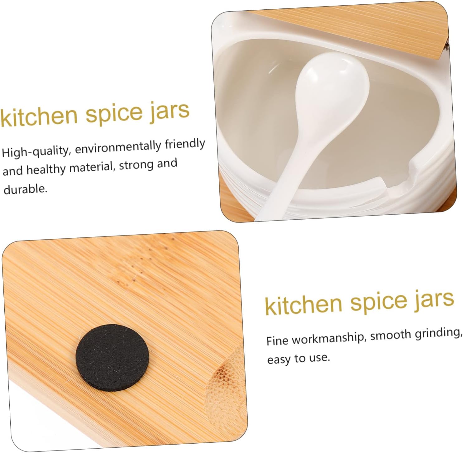 1Set Ceramic Spice Jars with Lids Kitchen Condiment Storage Pots for Seasonings Elegant Half Design for Organized Spice Cabinet